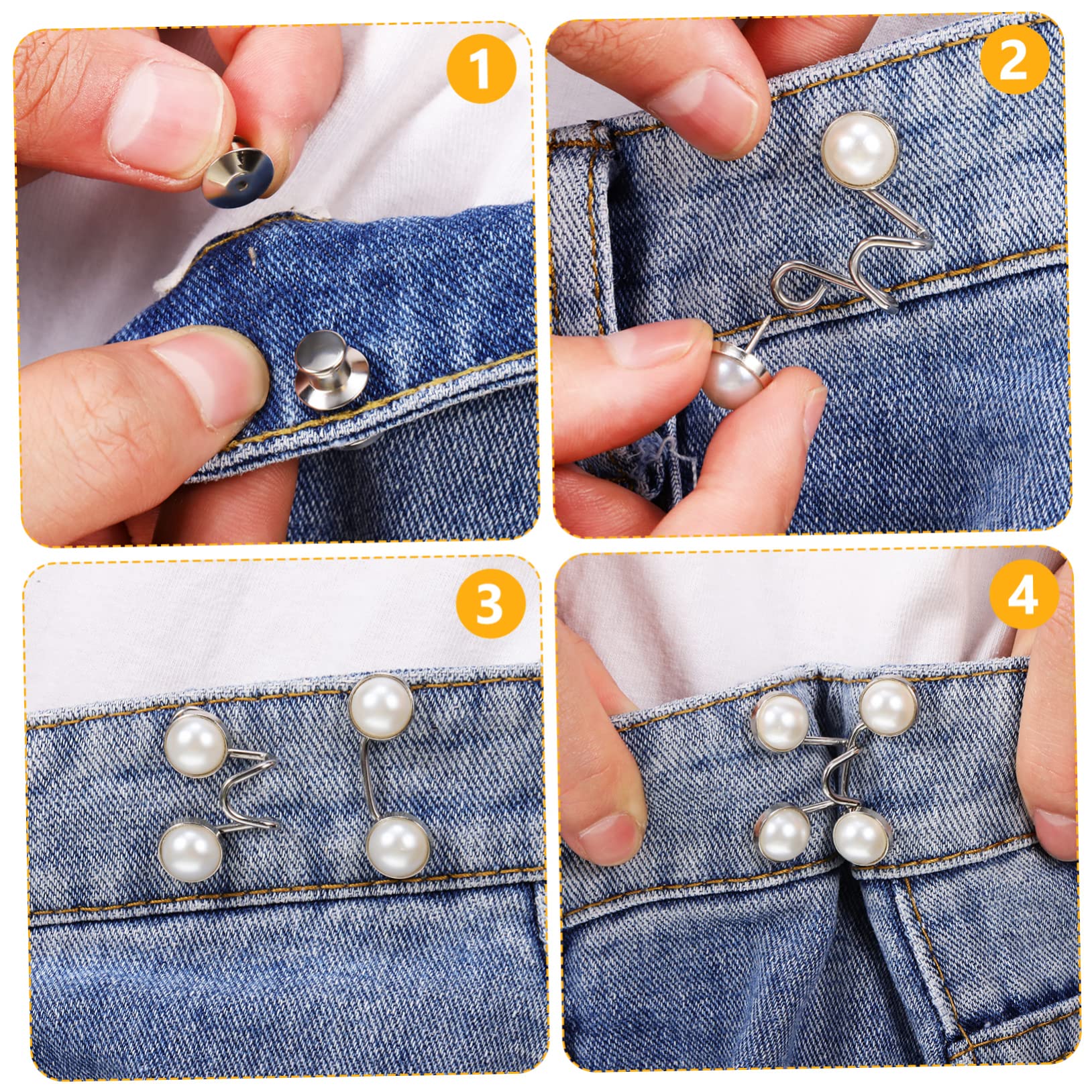 STOBOK 20pezzi Fibbia Regolabile Per Vita Con Perle Imitazione Estensore Senza Cucitura Per Jeans e Pantaloni Soluzione Pratica Per Regolazioni Di Moda