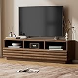 MAISONARIA Mid-Century Modern TV Stand for 50-60 inch TV, Entertainment Center with Storage & Drawers, Media Console Table for Living Room Bedroom, Walnut