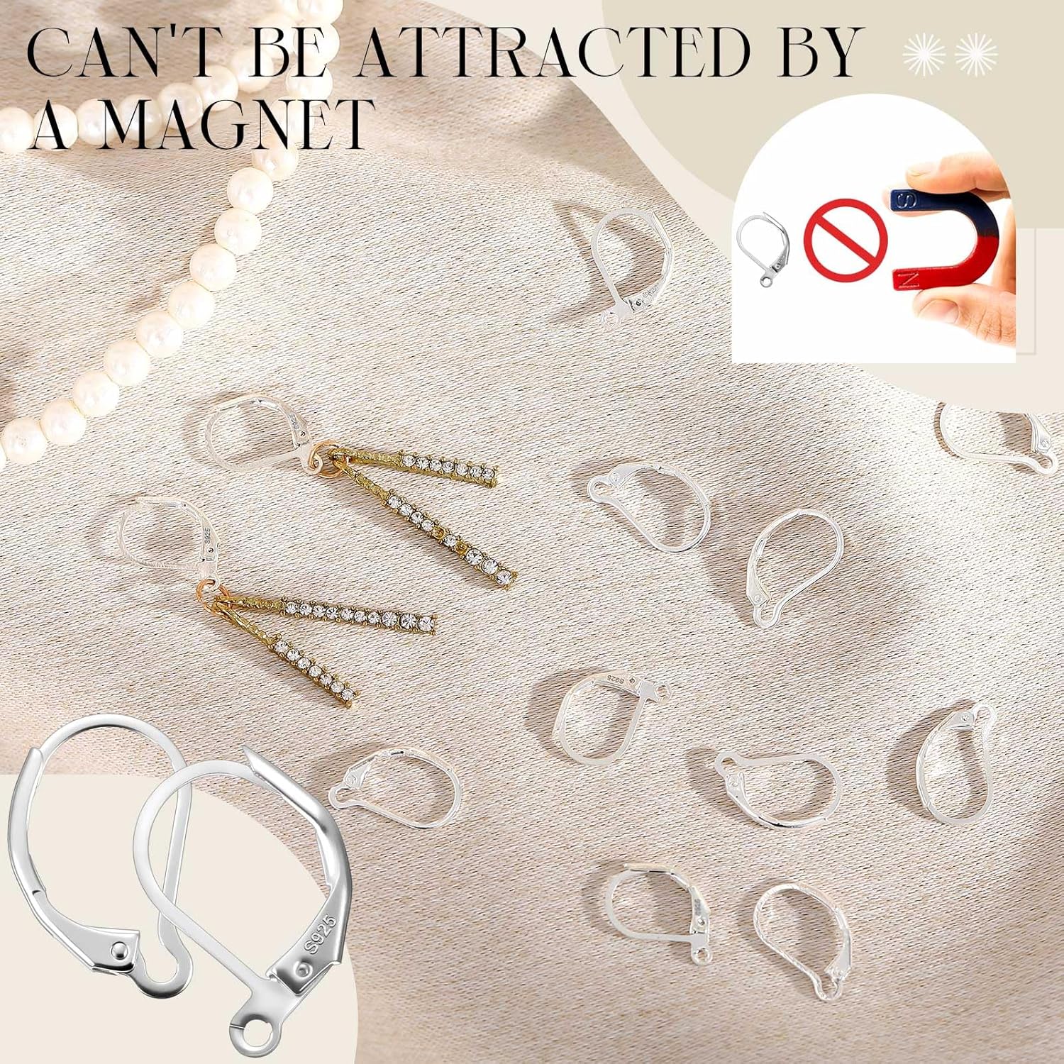 12 Pcs Silver Leverback French Earring Hooks Anti Sensitive Dangles Earring Hooks Lever Back Clasps Interchangeable Ear Wire Findings Supplies for Women Jewelry Making DIY Crafts, 2 Styles - Image 5