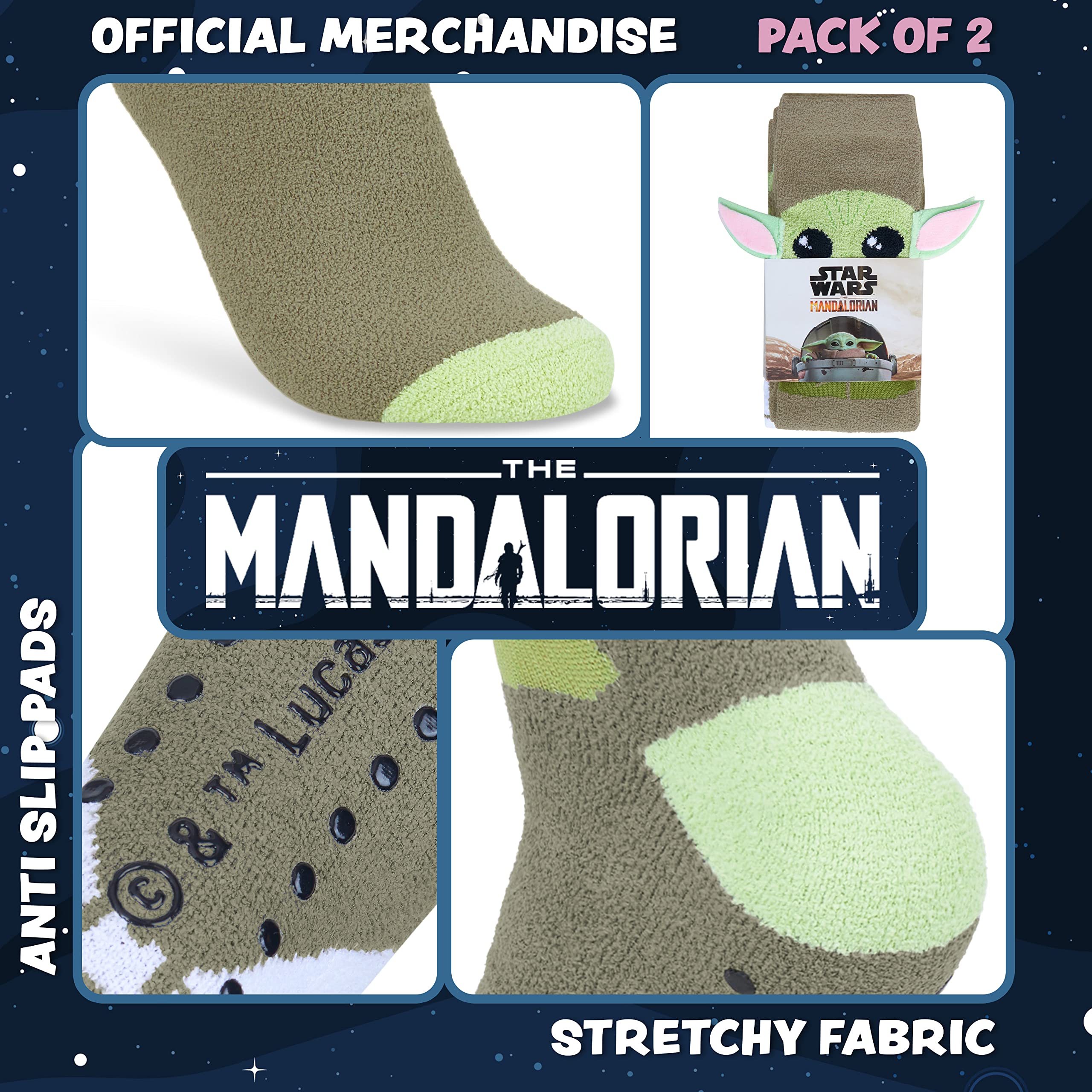 Disney Calze Donna a Pantofola - Set 2 Paia Calzini Antiscivolo Invernali Stitch Topolino Minnie Baby Yoda