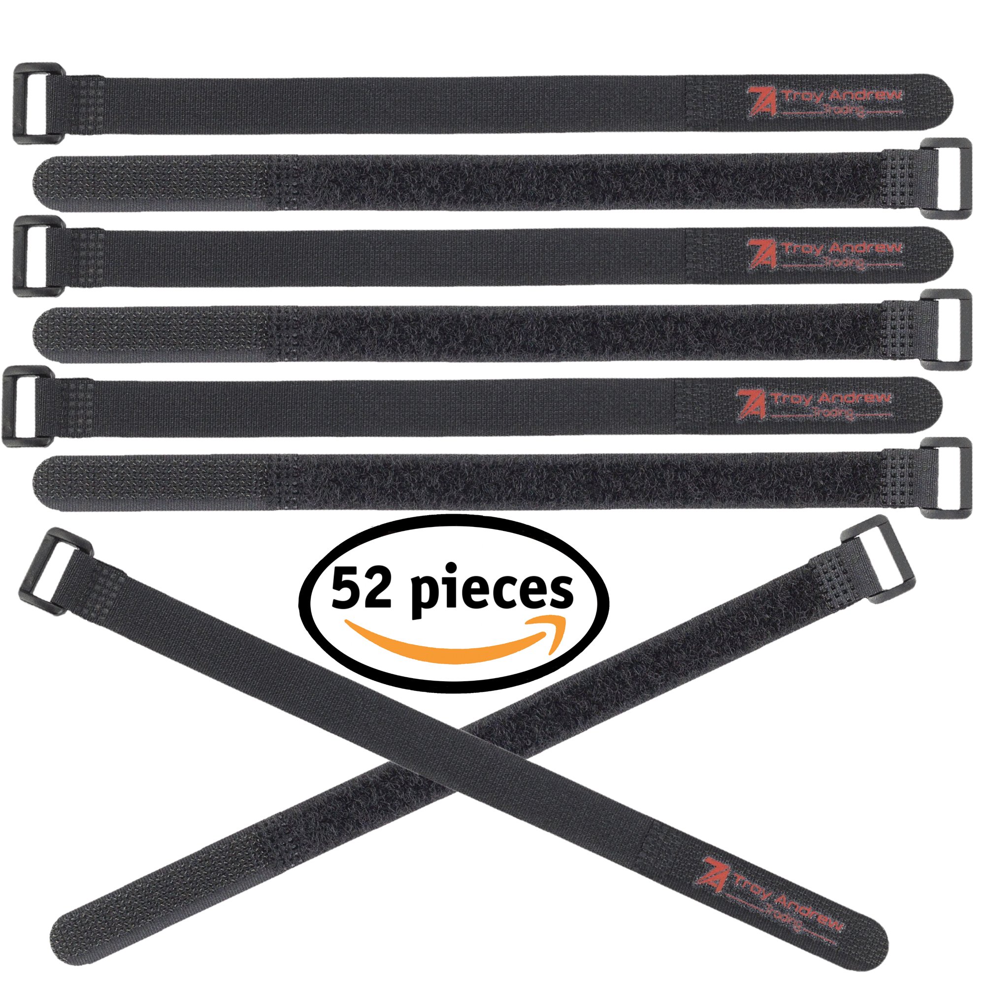 TroyAndrew 8" 50 Pack Multi-Purpose Hook and Loop Strap with Plastic Buckle
