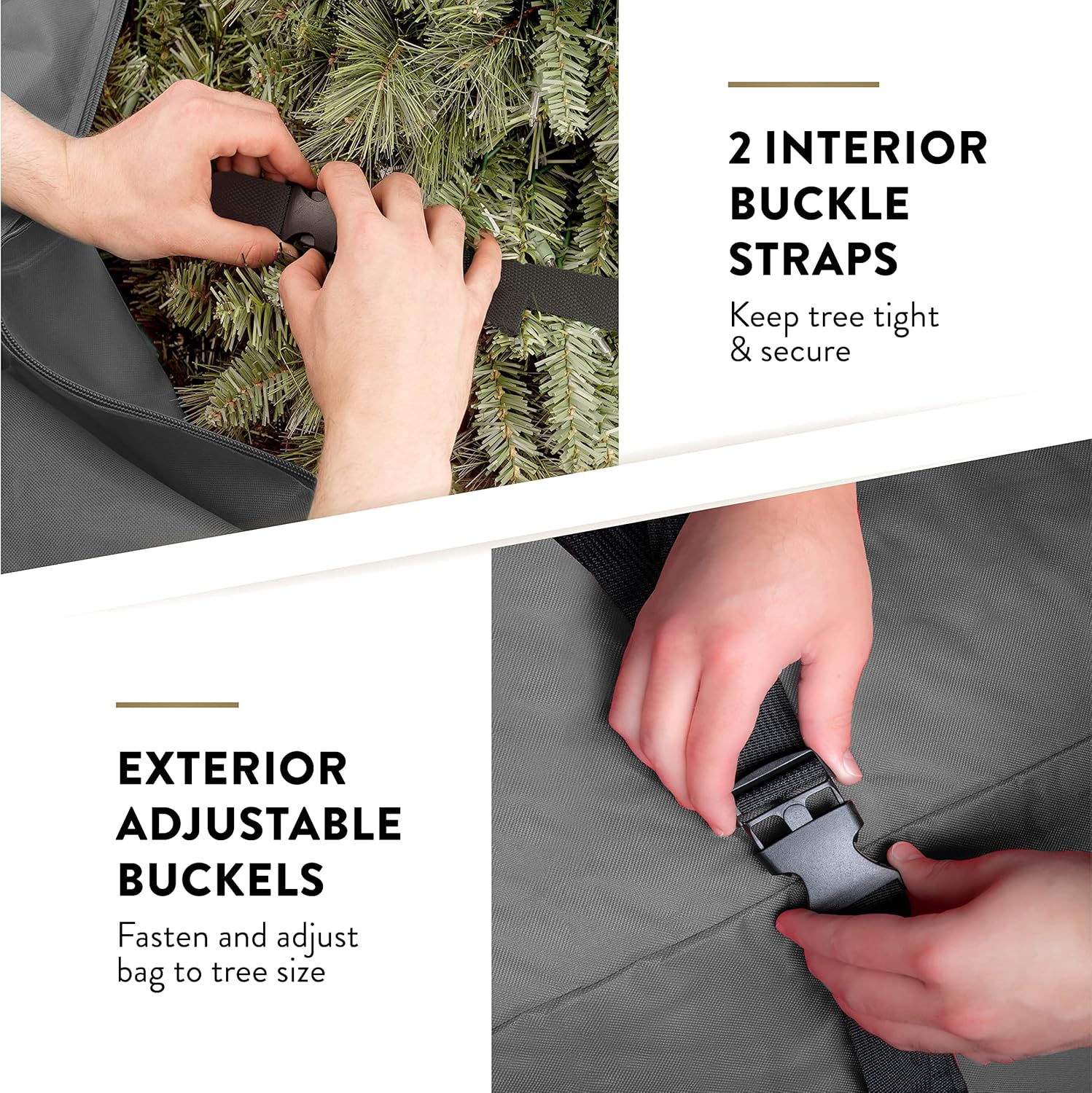 ZOBER 600D Oxford Fabric Rolling Christmas Tree Storage Bag - Fits 7.5 Ft Artificial Trees - Waterproof Christmas Tree Bag For Storage Box For Xmas, Durable Handles and Wheels - Card Slot - Gray