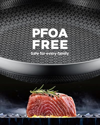 Miniatura 3 de Sartenes antiadherentes, 12 pulgadas con tapa, sartén compatible con inducción, utensilios de cocina sin PFOA