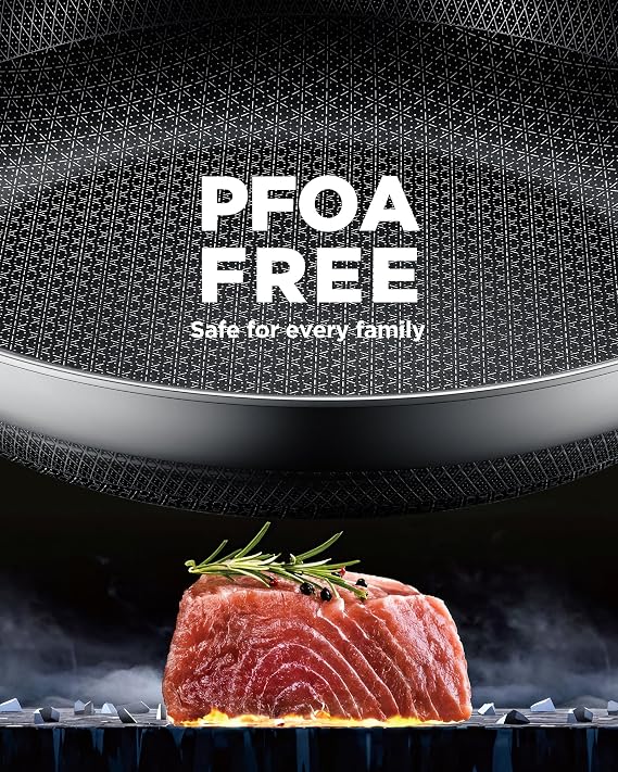 Non Stick Frying Pans, 8+10+12 inch with 2 Lid, Hybrid Frying Pans Set Nonstick,non stick Skillets Stainless Steel, Dishwasher & Oven-Safe, Induction Compatible Cooking Pan, PFOA Free Cookware