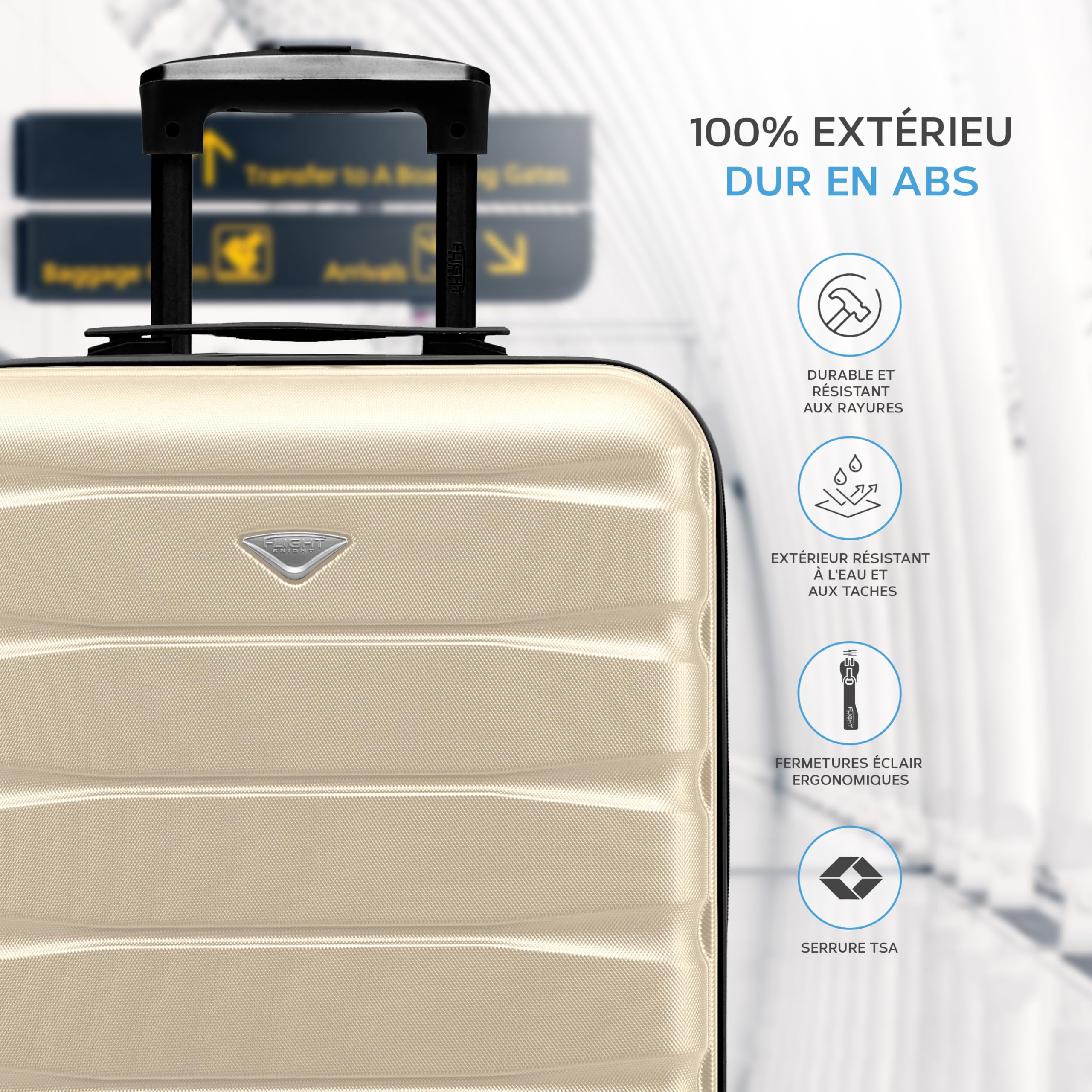 Flight Knight Bagage Cabine Leger a 4 Roues en ABS Approuve par Plus De 60 Compagnies Aeriennes, Dont Jet2, easyJet et Ryanair (Priority) 55x40x20cm - 4