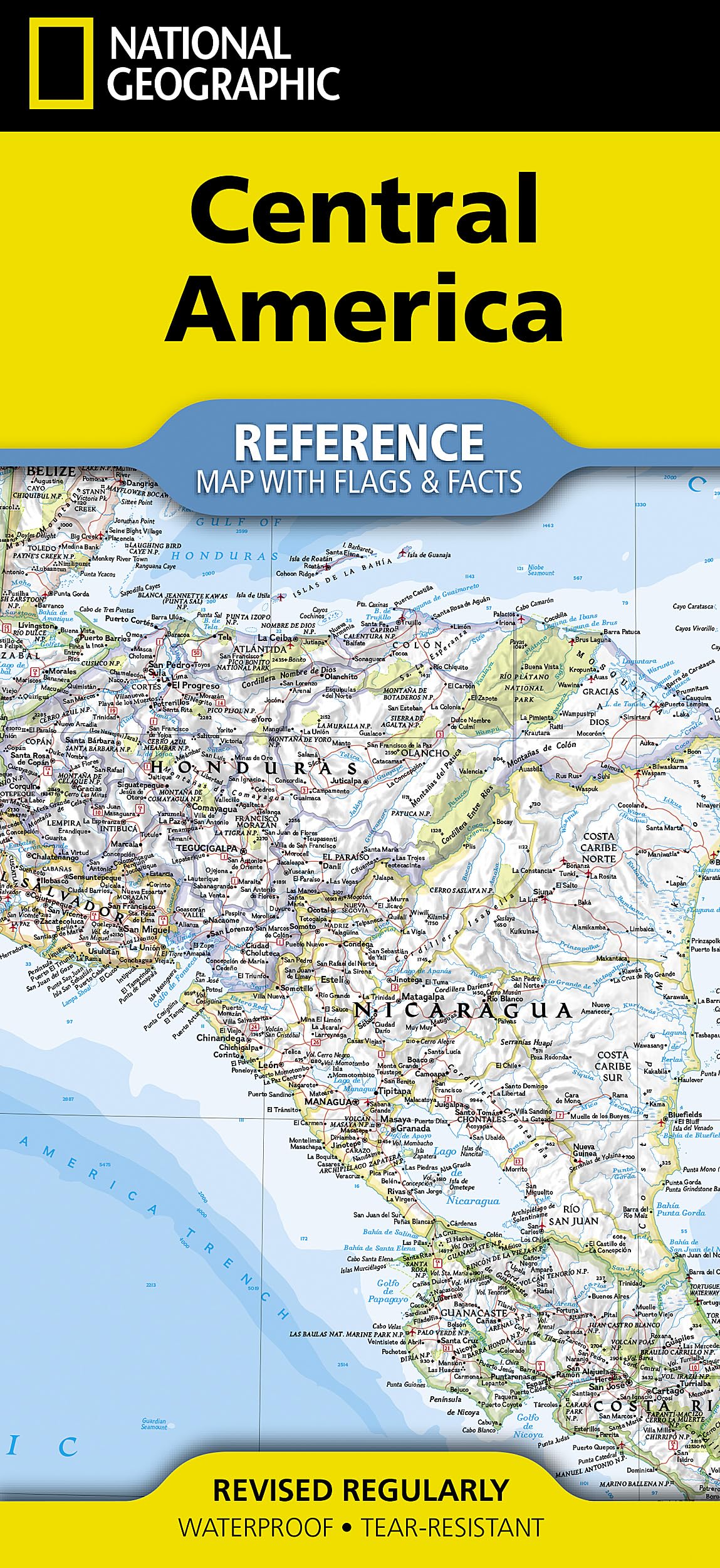 National Geographic Central America Map - [folded with flags and facts]