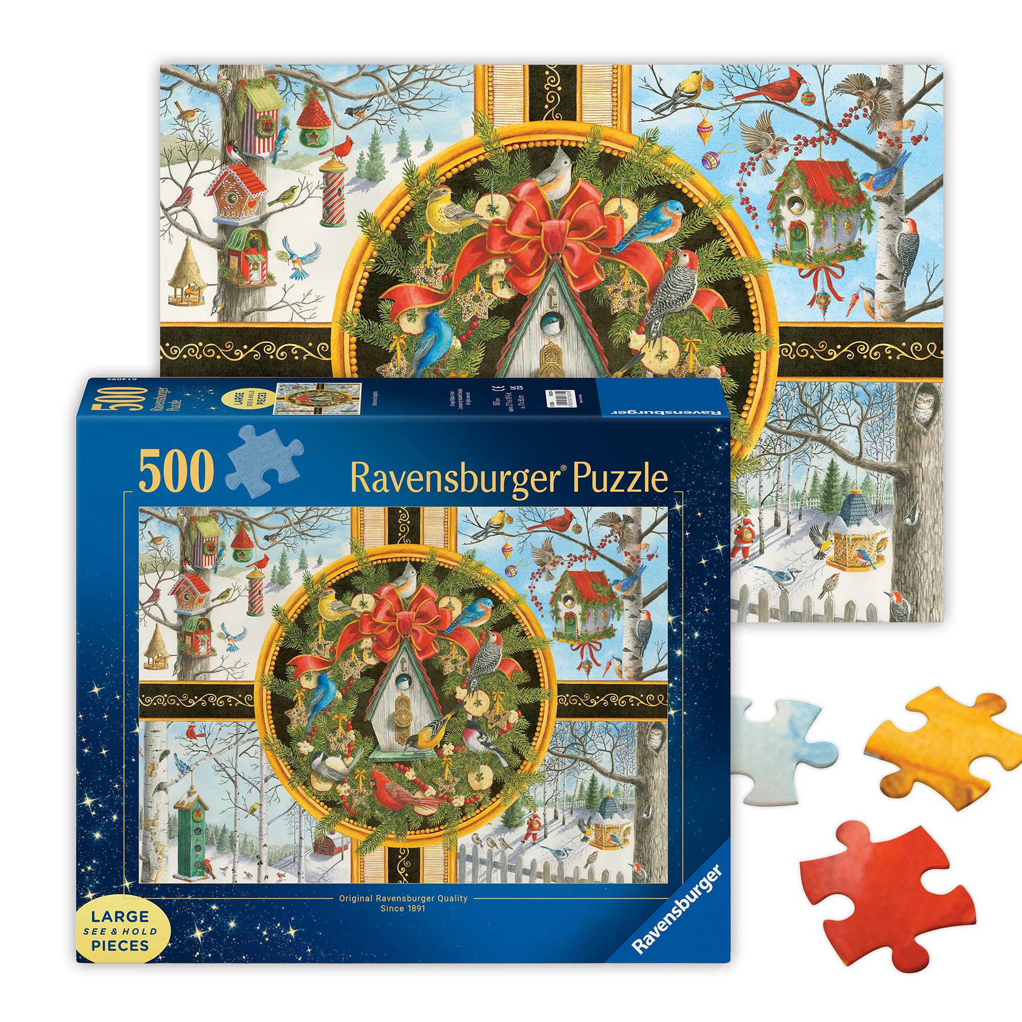 Ravensburger - Puzzle 500 Piezas Pájaros Cantores De Navidad | Puzzle 500 Piezas Adultos | Rompecabezas Adultos Y Niños De 14 Años O Más | Regalos para Niños 14 Años O Más | Mide 52x52cm