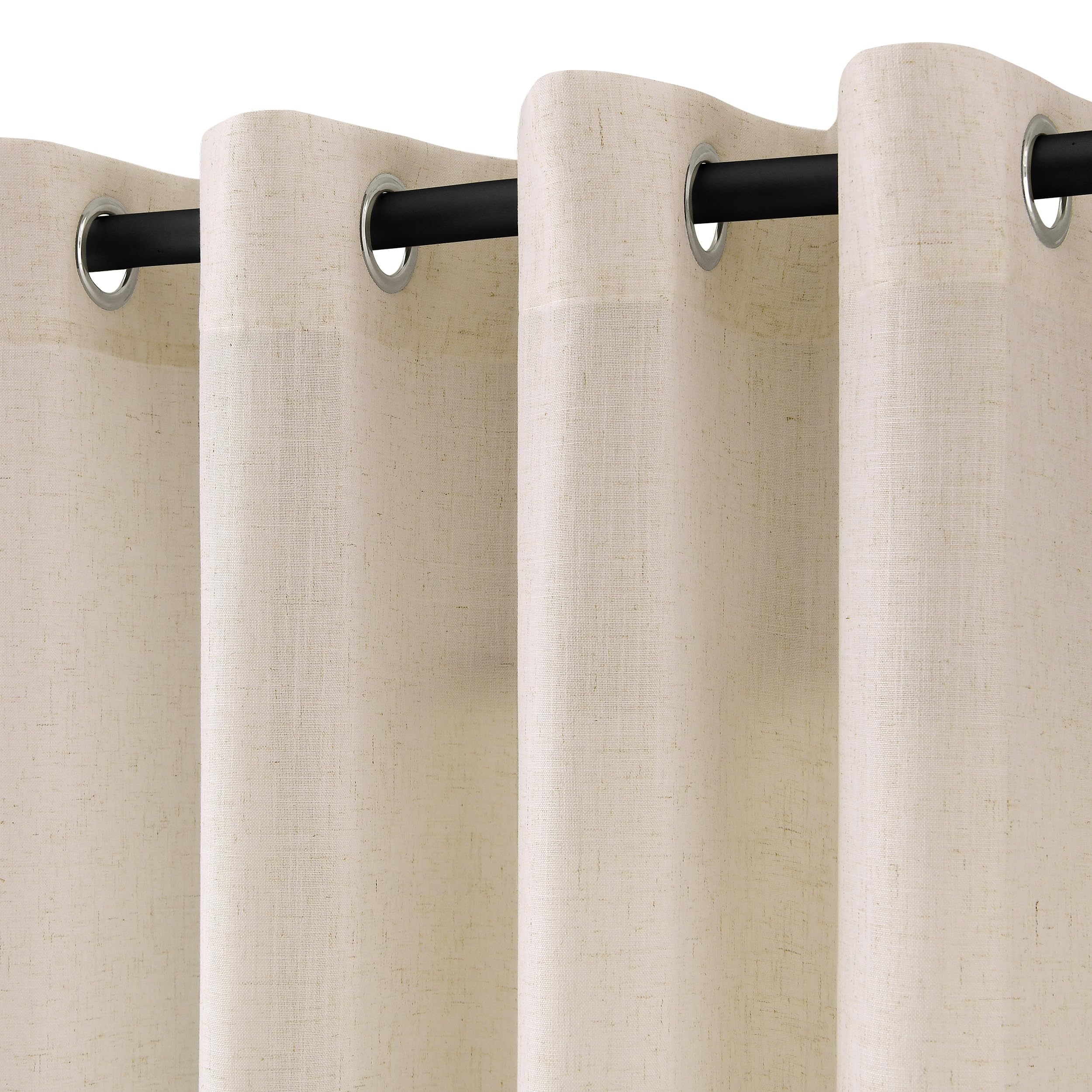 Nanspring Linen Curtains 84 Inches Long for Living Room Grommet Cream Beige