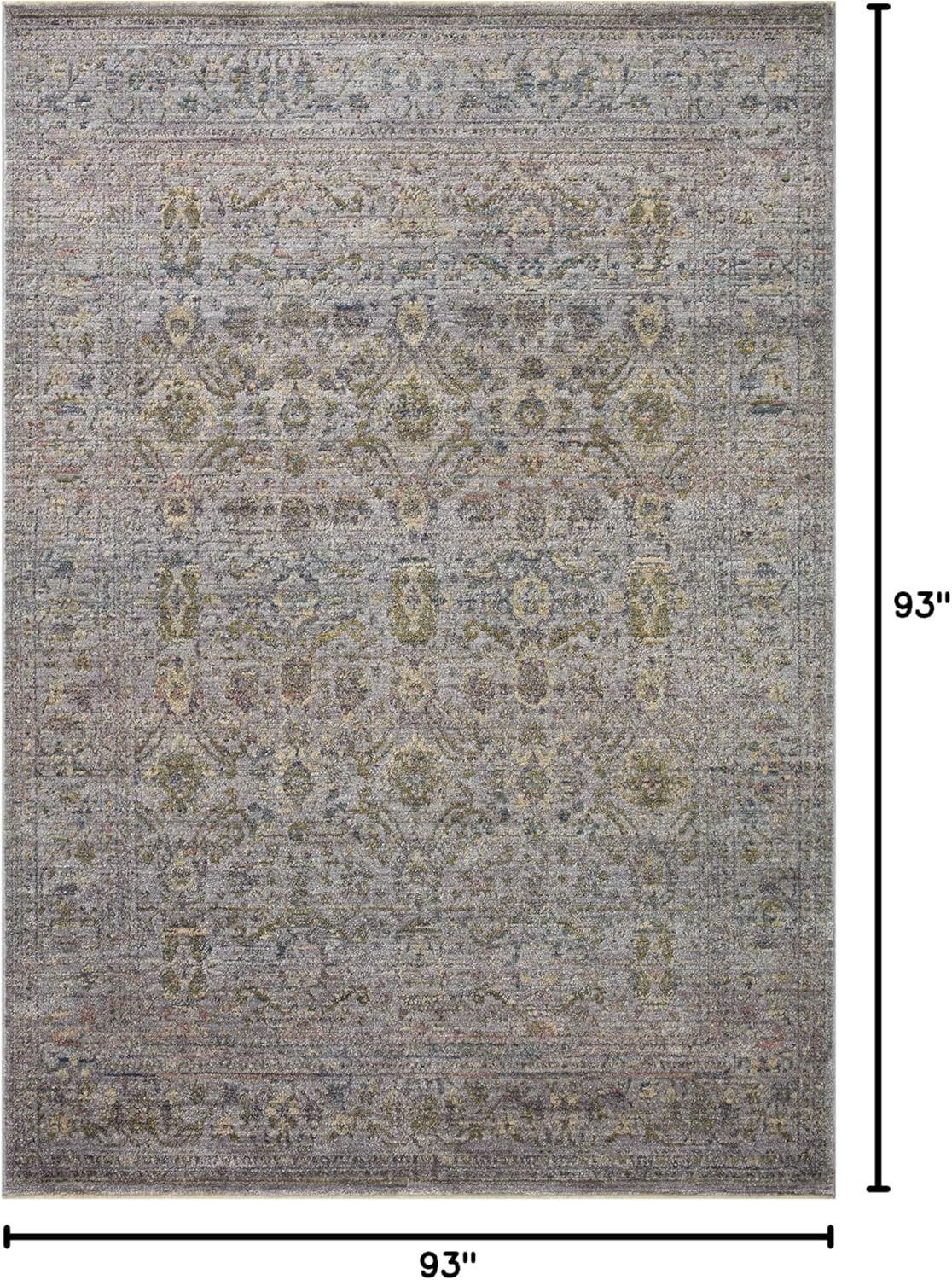 Loloi Jean Stoffer Bradbury Collection, Grey & Multi, 7'-9" x 7'-9" Round Area Rug – Modern & Traditional Area Rugs for Living Room Bedroom Entryway & Hallway No Shed High Traffic Area Decor Rug