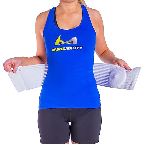 Miniatura 6 de BraceAbility Almohadilla de repuesto para cinturón de hernia almohadilla de silicona con cubierta de tela suave, se fija a carpetas elásticas y