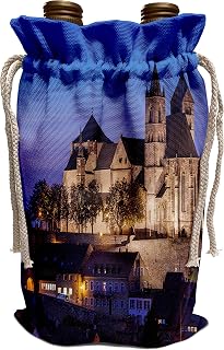 3dRose Wine Bag - Germany, Breisach, St. Stephansmunster cathedral, elevated view, dusk Black Forest