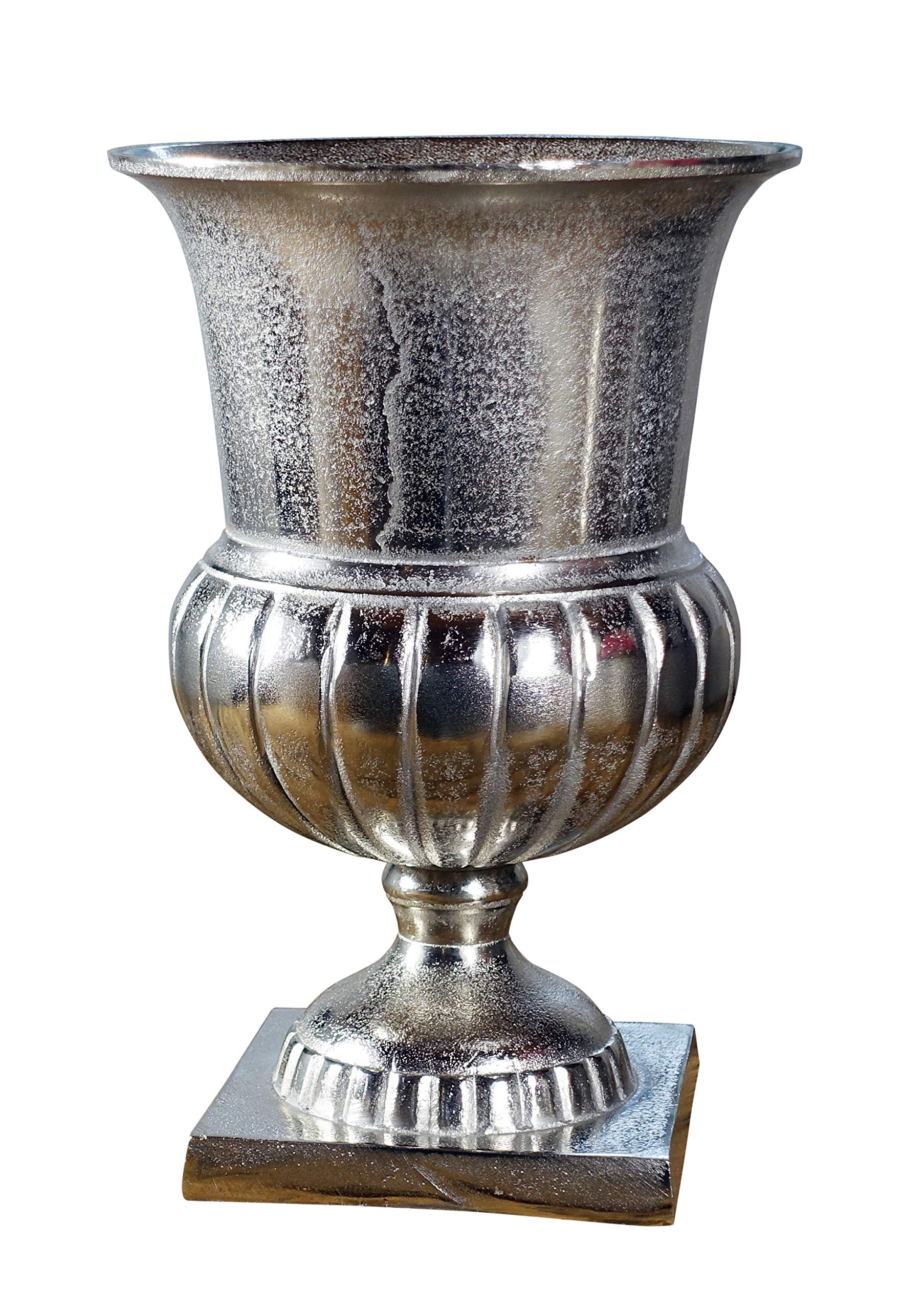 MichaelNoll Vase Blumenvase Gefäß Pokalvase Dekovase Aluminium Silber Luxus, Deko Modern, Wohnzimmer, Schlafzimmer, S 29 cm