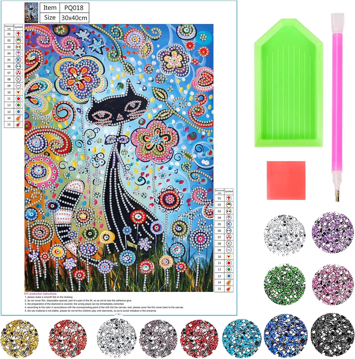 Zariocy 5D Diamond Painting Kit, Mädchen DIY Diamant Malerei