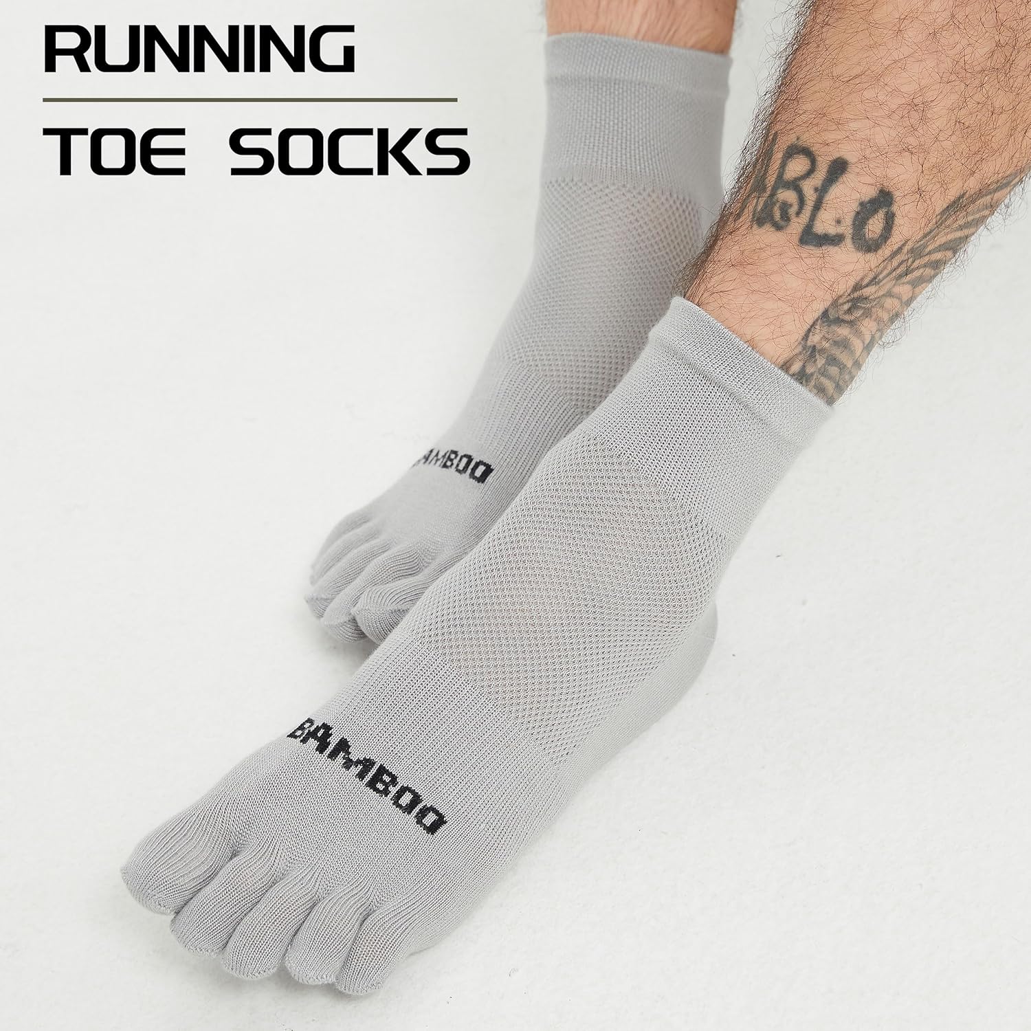 Sunew 3 Pairs Toe Socks for Men Women,Viscose Bamboo Breathable Athletic Running Five Finger Ankle/Quarter Socks - Image 2