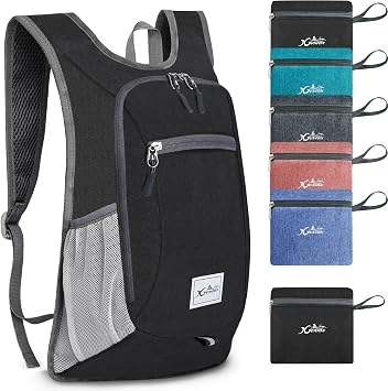 Xgunion Hiking Backpack 10L Lightweight Foldable Black
