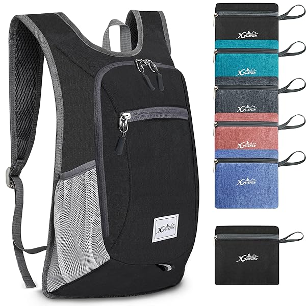 Xgunion Hiking Backpack 10L Small Travel Backpack Lightweight Daypack Foldable Hiking Backpack Packable Camping Hiking Backpack for Women Men (Black)