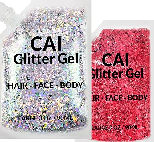 Vista 9 de CAI BEAUTY NYC brillantina Fácil de aplicar, fácil de quitar brillantina gruesa para cuerpo, cara y pelo Bolsa holográfico Grado Cosmético .1