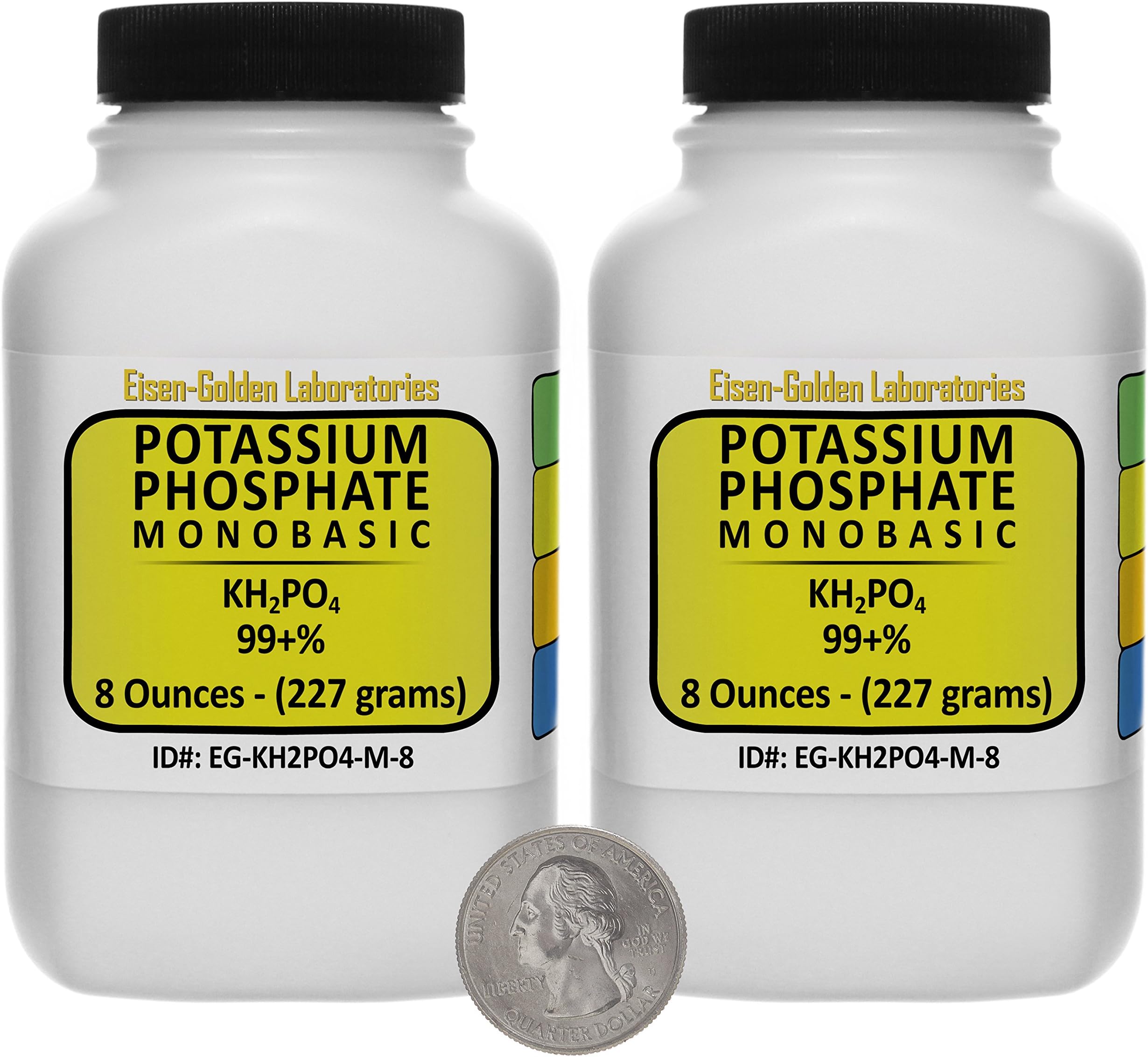 Potassium Phosphate Monobasic [KH2PO4] 99+% Fine Crystals 1 Lb in Two Space-Saver Bottles