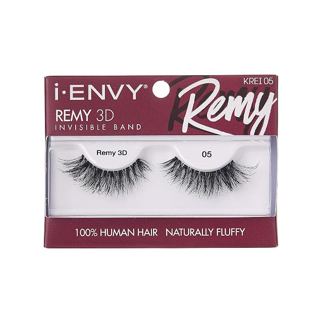 i-Envy Remy False Eyelashes 3D Collection Invisible Band 100 Human Hair Lashes 1 PACK