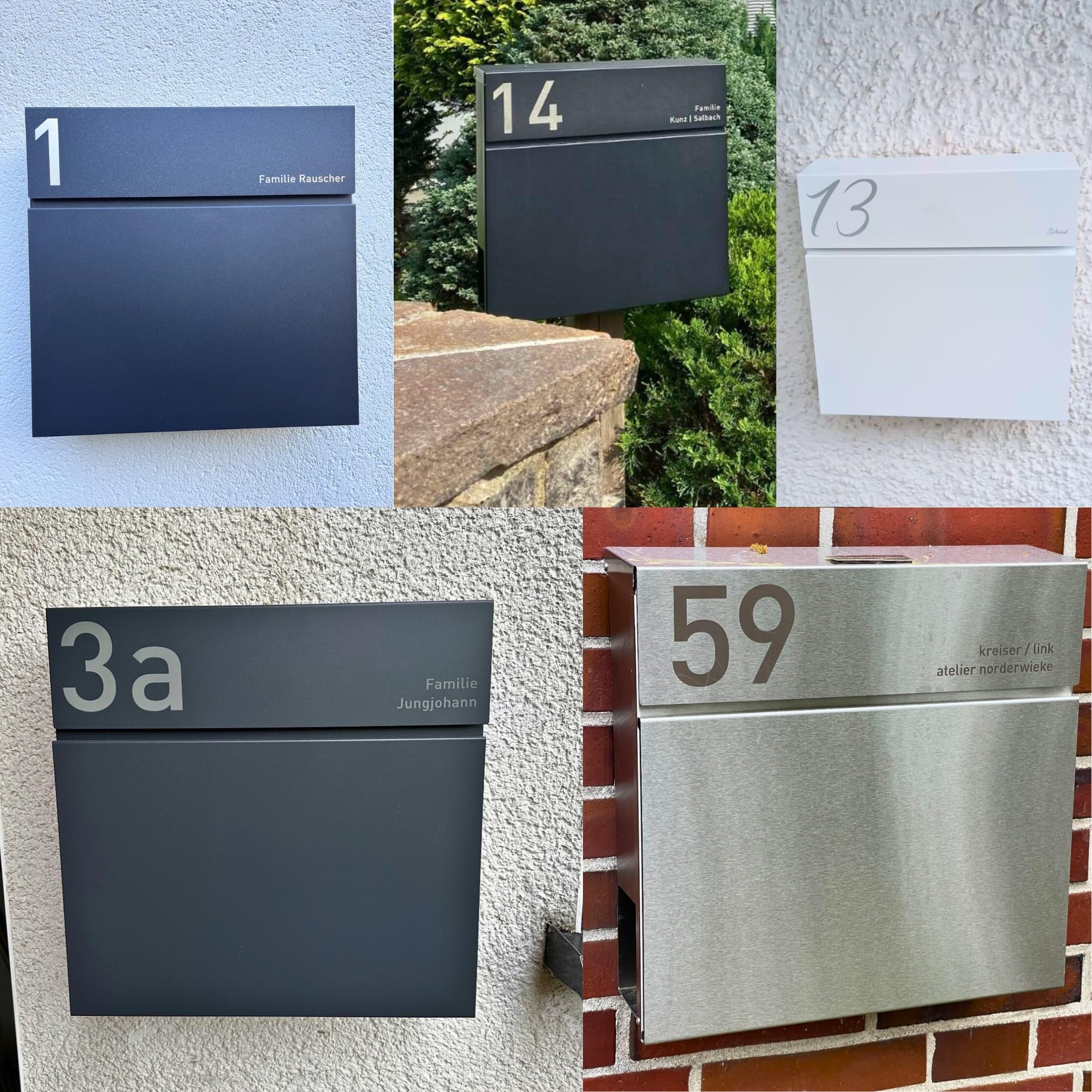 Radius Designer Briefkasten Letterman 6 Anthrazit, personalisierte Lasergravur - wetterfester pulverbeschichteter Stahl - mit Zeitungsfach - inkl. Montageset - 10 Jahre Funktions- & Korrosionsgarantie