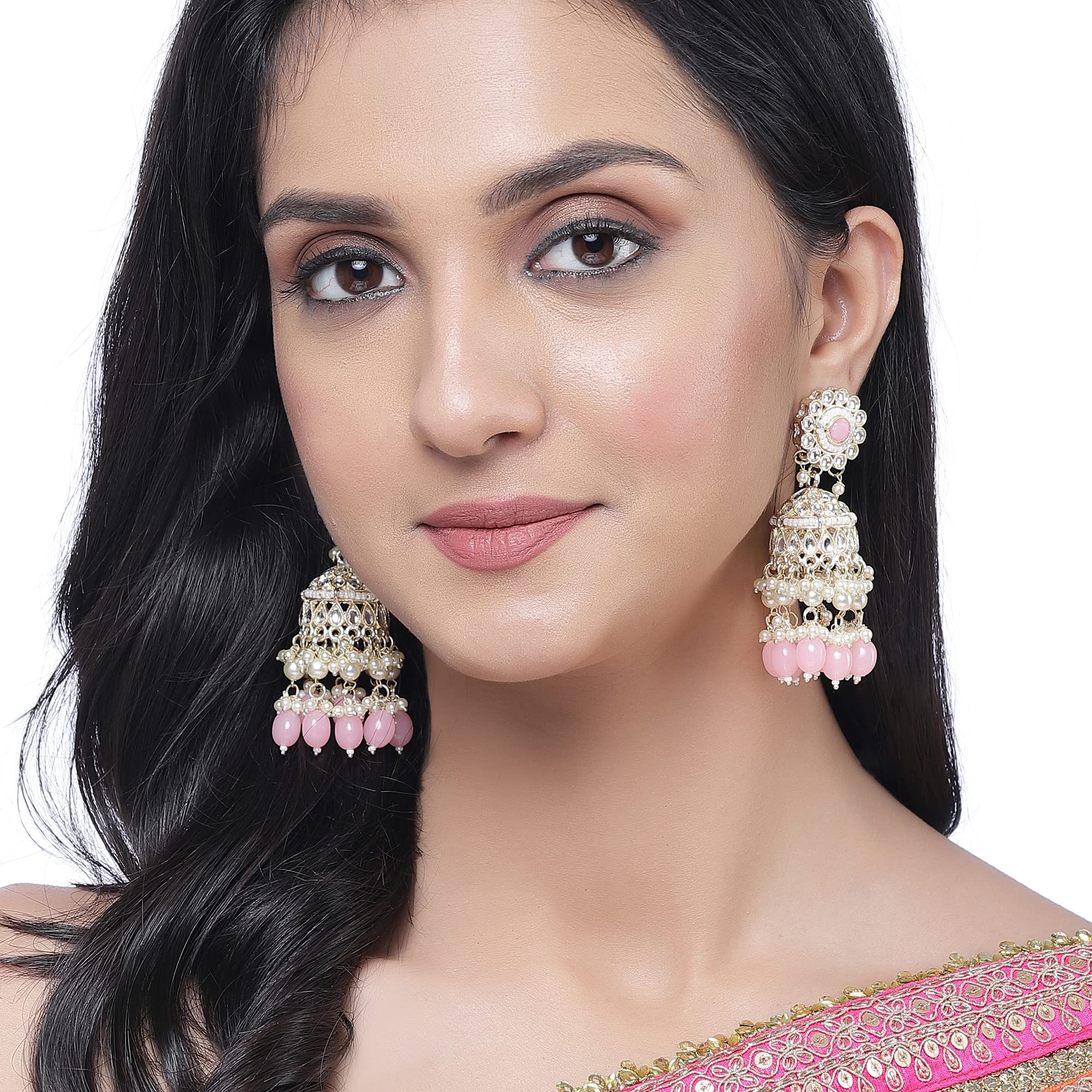Gold-Plated Flower Shape Vilandi Jhumka Earrings