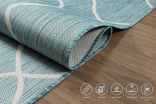Miniatura 5 de Adiva Rugs - Alfombra para interior y exterior, tapete fácil de limpiar, resistente a la intemperie y las manchas, para comedor, patio, terraza,