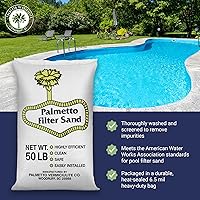 Vista 2 de Palmetto Paquete de 4 Arena de Filtro para Piscina, Bolsa de 50 libras – Sílice Natural para Sistemas de Bomba de Filtración Residencial y Comercial
