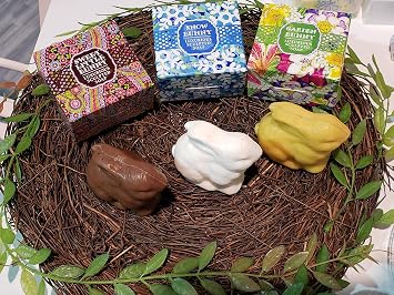 Easter Bunny Soap Gift Box by Greenwich Bay- 3 Decorative Sculpted Rabbit Soap Bars Packaged with Easter Grass- Enriched with Cocoa Butter, Shea Butter, Sweet Almond Oil and Honey- Basket Filler
