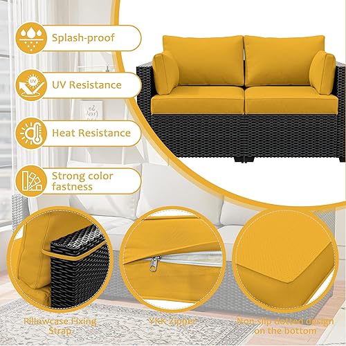 Miniatura 3 de Fundas de cojín de 8 p para exteriores, fundas impermeables de repuesto para cojines de patio al aire libre, con cremallera, para sofá de ratán de 3