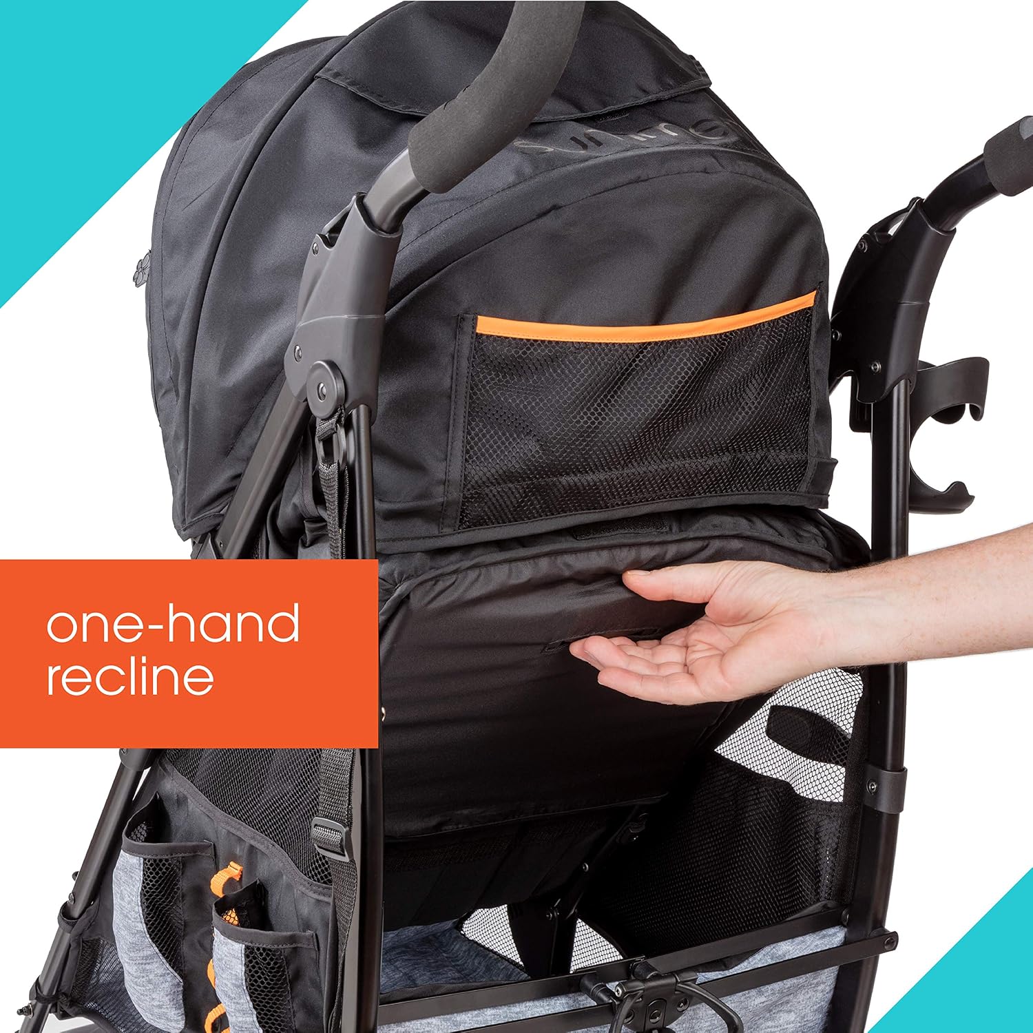 Summer 3Dtote Convenience Stroller - Lightweight Stroller with Extra Storage Basket, Rear Storage Extension, Diaper Hooks, Cup Holders and More - Compact Fold for Storage and On-the-Go