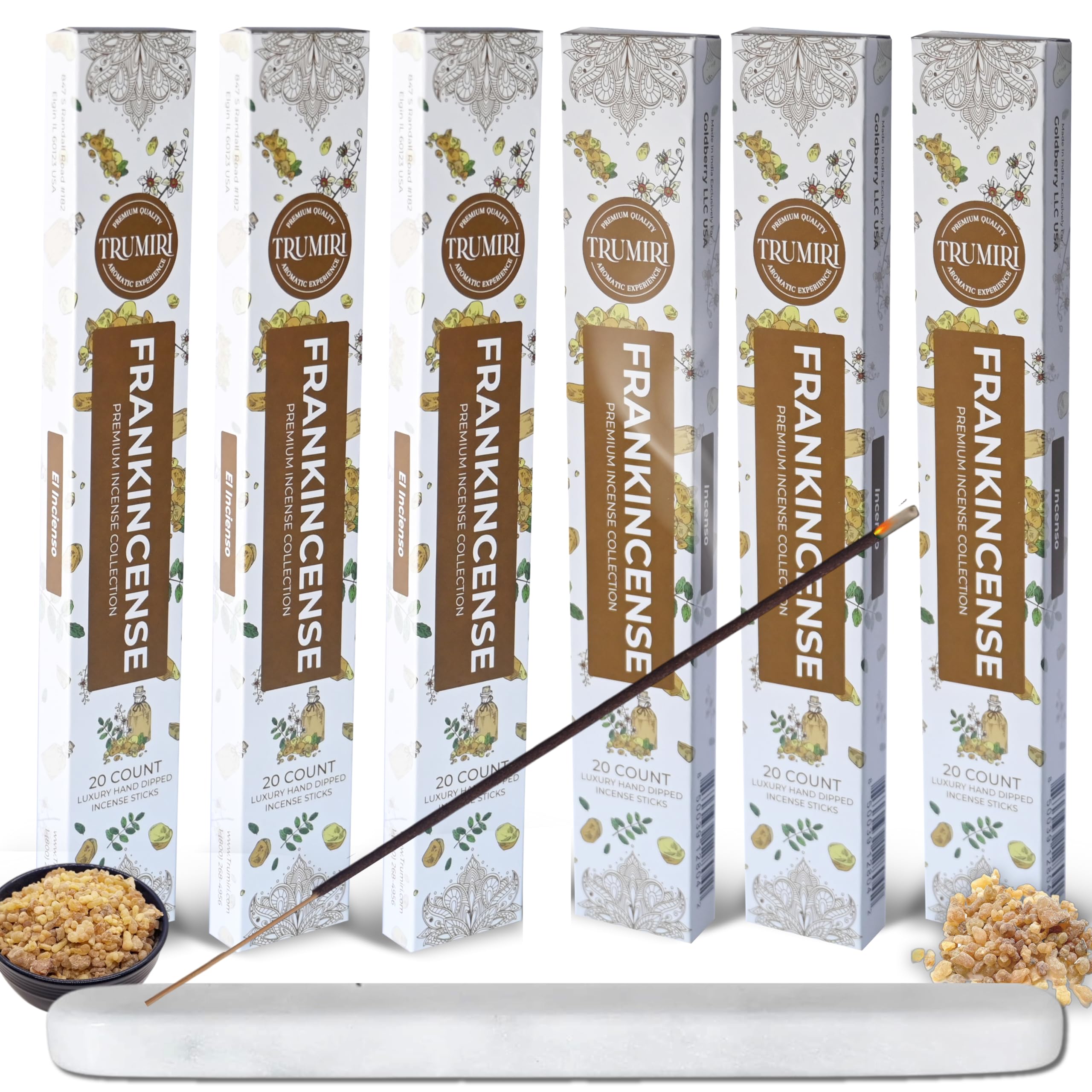 Frankincense Incense Sticks - Incienso de Iglesia - Total 120 Insence-Sticks - 6 Packs of 20 Insense - for Catholic Church Prayer - Inscents - Natural Non Toxic Ingredients - Incents - Incence