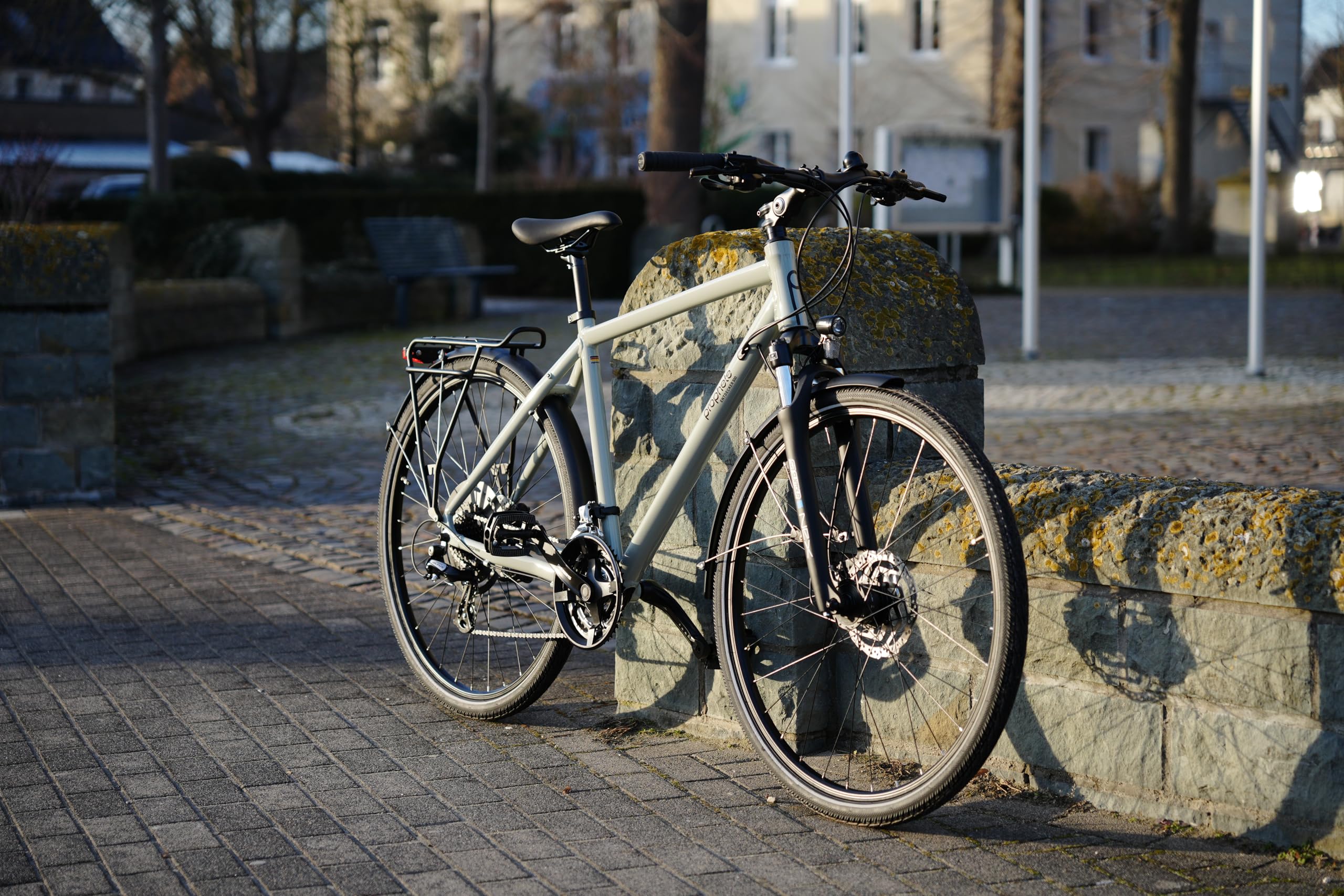 PROPHETE ENTDECKER 500 28 Zoll Trekkingbike mit Altus 24 Gang Kettenschaltung hydraulischen MT200 Scheibenbremsen 40 Lux LED Beleuchtung Alu Suntour NEX Federgabel grau