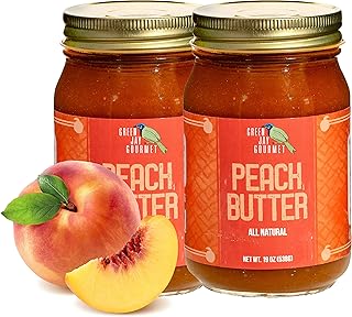 Green Jay Gourmet Peach Butter - All-Natural, Gluten-Free Fruit Spread - Peach Spread with Peaches & Spices - Gourmet Fruit Butter - No Corn Syrup, Preservatives or Trans-Fats - 2 x 19 Ounces