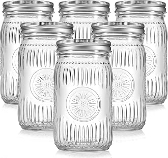 6 Pack 32 oz Wide Mouth Mason Jars with Airtight Lids - Glass Canning Jars for Food Preservation, Storage, Pickling, Crafts & DIY Projects, Durable Quart Glass Jars Dishwasher Safe