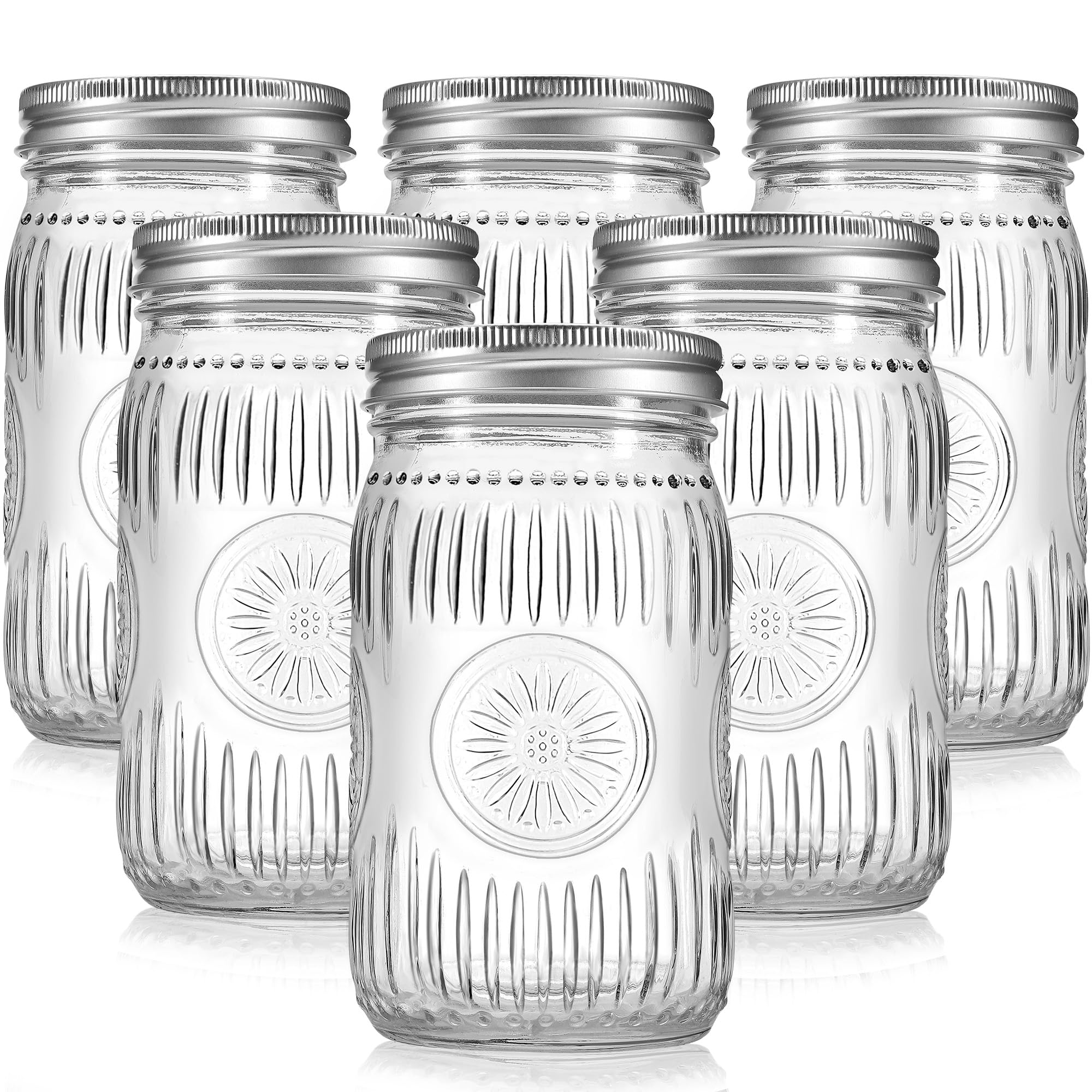 6 Pack 32 oz Wide Mouth Mason Jars with Airtight Lids - Glass Canning Jars for Food Preservation, Storage, Pickling, Crafts & DIY Projects, Durable Quart Glass Jars Dishwasher Safe
