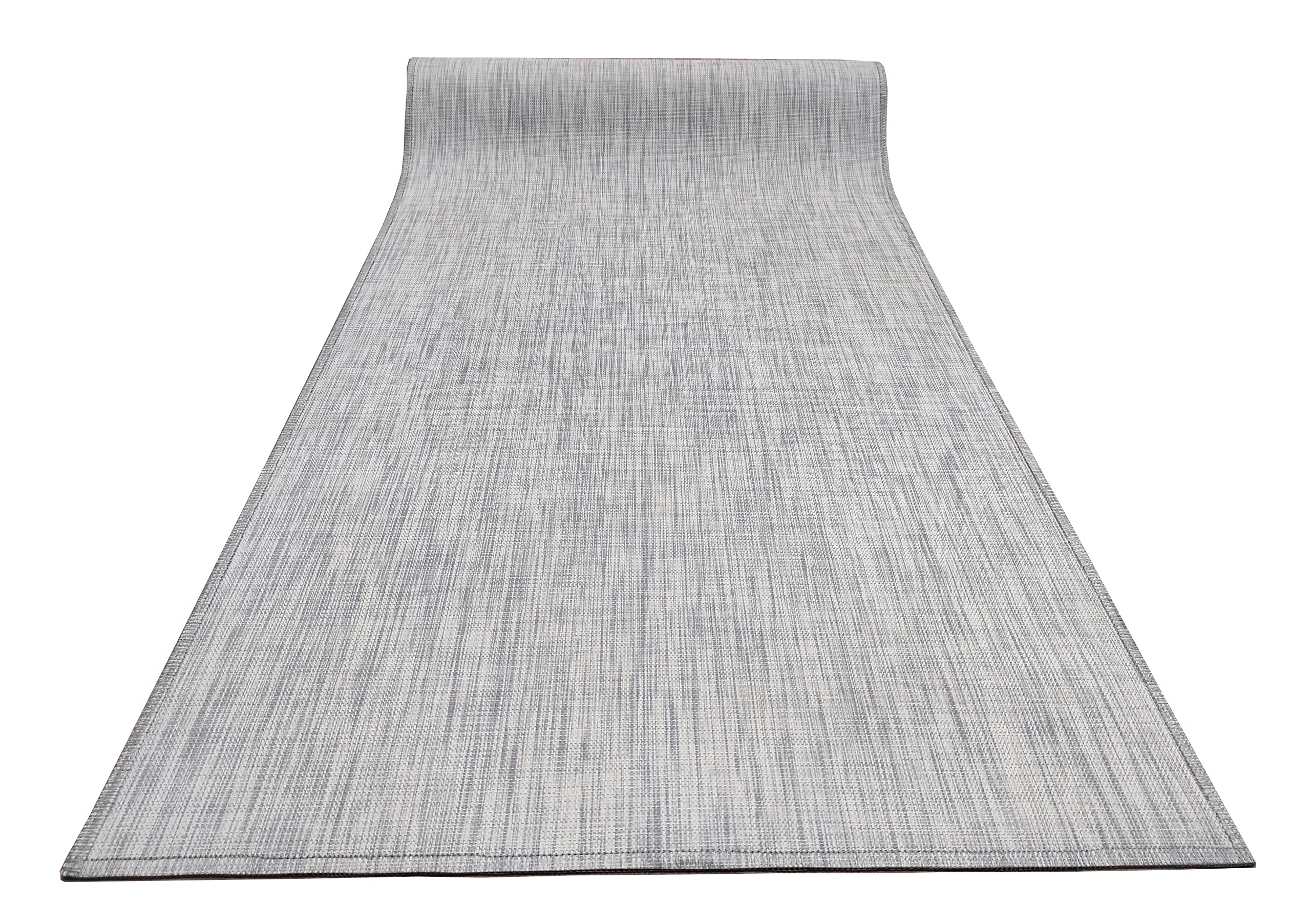 Image secondaire de Tapis Long en Vinyle Tressé Ivoire Argent Antidérapant pour Couloir et Cuisine