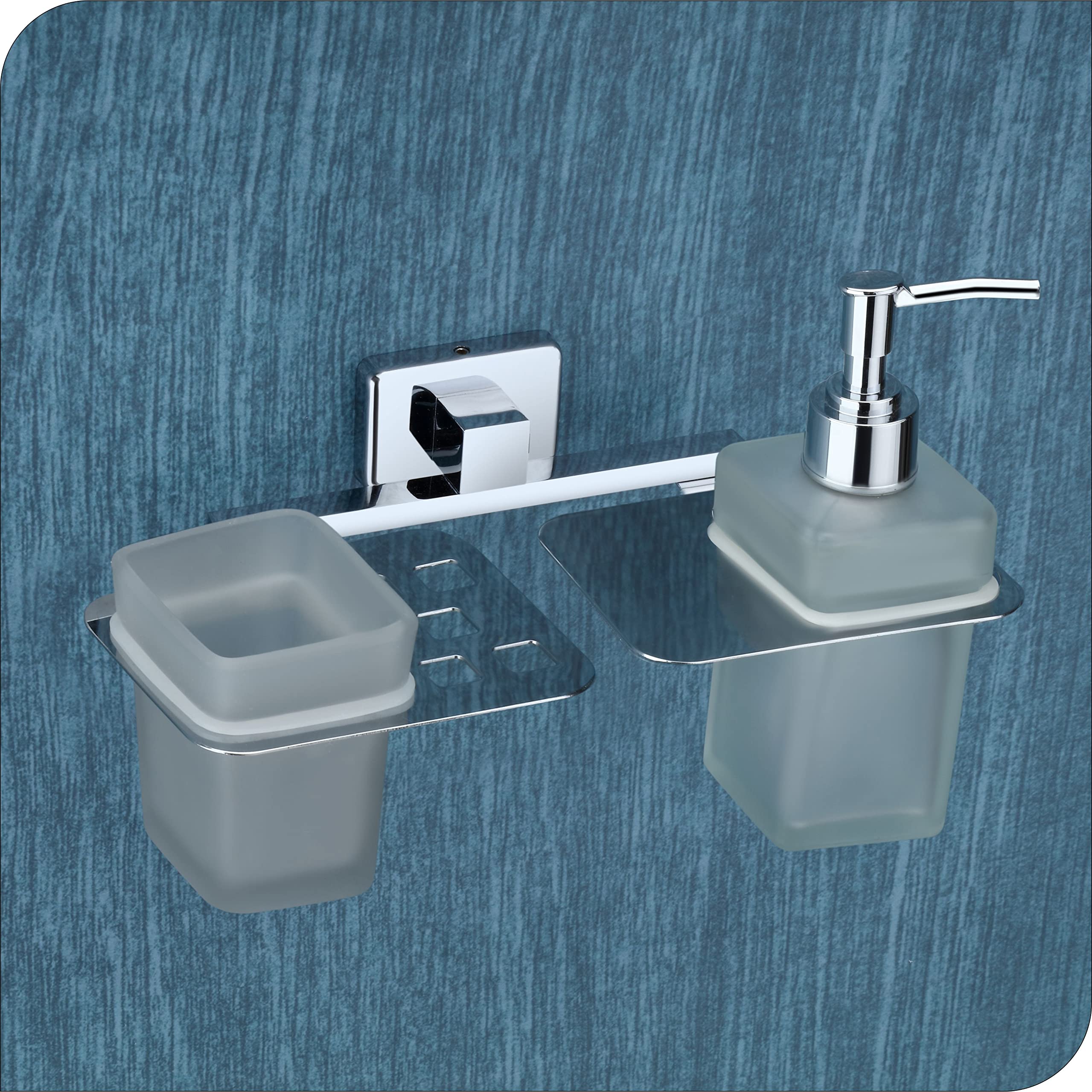 KANJAL soap Dispenser with Toothbrush Holder for washbasin Liquid Dispenser and Brush Holder for Bathroom Tumbler Holders dispensers 38(304 Stainless Steel,Chrome Finish,Frosted Glass) (B0C54Y5FH7) Amazon Price History, Amazon Price Tracker