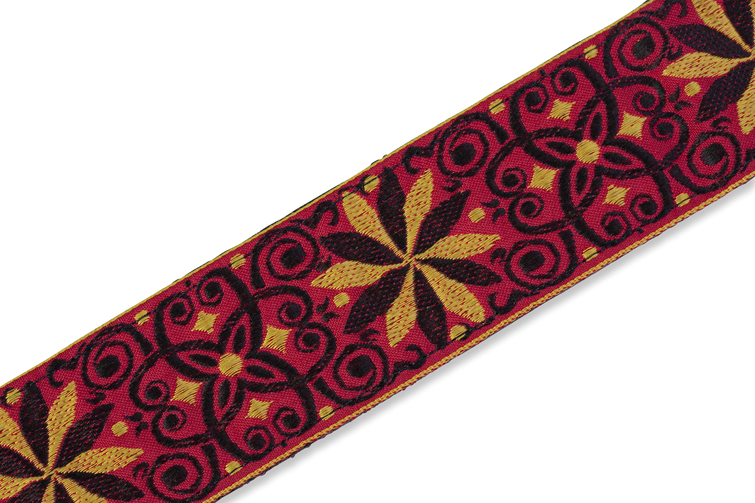 Levy's, M8HTV-21 Tracolla in jacquard 2, Terminali in Pelle e Fibbie in Ottone, Larghezza 2" (5.08 cm), Lunghezza Regolabile fino a 56" (142.24 cm)