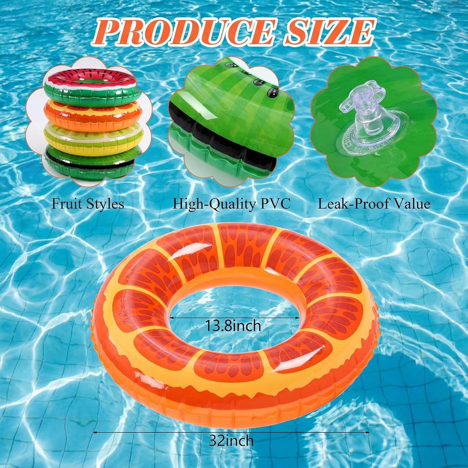 12 Pcs Fruit Pool Floats Watermelon Swimming Rings Watermelon Beach Balls Inflatable Pool Floaties Inflatable Tubes Floaties Hawaiian Beach Summer Tropical Party for Adult