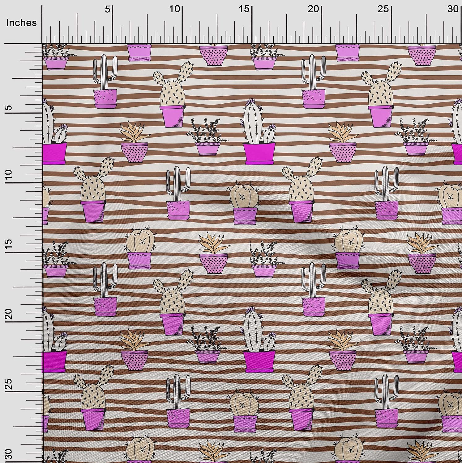 oneOone Viscose Chiffon Brown Fabric Cactus Dress Material Fabric Print Fabric By The Yard 42 Inch Wide