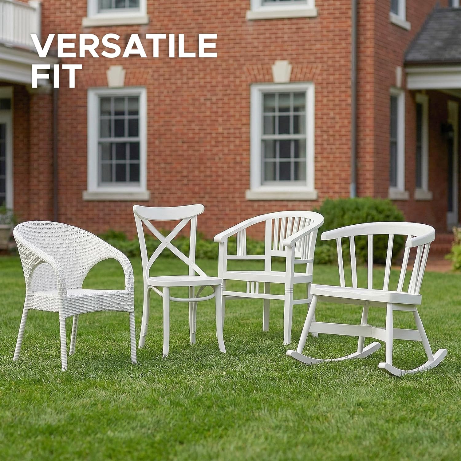 Outdoor Chair Cushions, Fade-Resistant & Water-Resistant, D Shaped Patio Furniture Seat Chair Pads Replacement with Ties, Non-Slip Bottom, Removable Cover, Set of 4, 19 x 19 Inch, Dark Grey