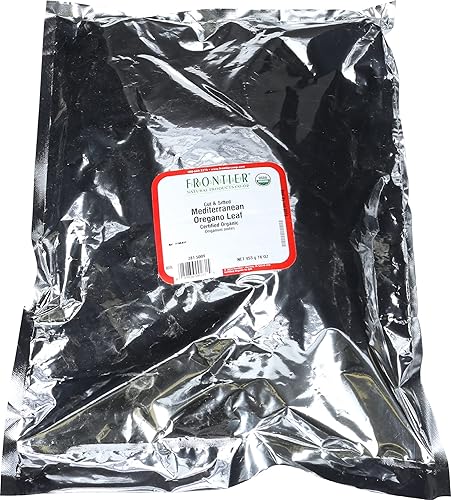 Frontier Hoja de orégano orgánica certificada con hierbas cortadas y tamizadas, no irradiada, 16 onzas (paquete de 1)