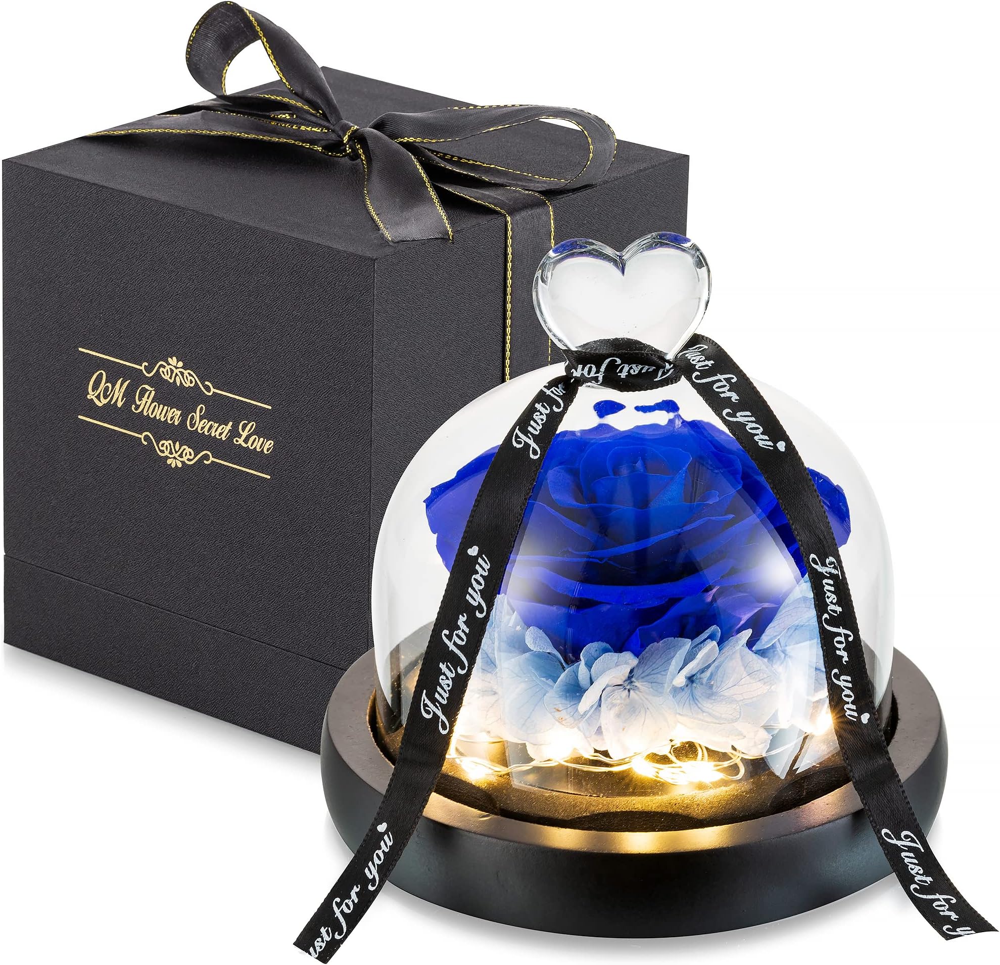 SWEETIME Preserved Rose Gift Enchanted Real Blue Rose with Sapphire