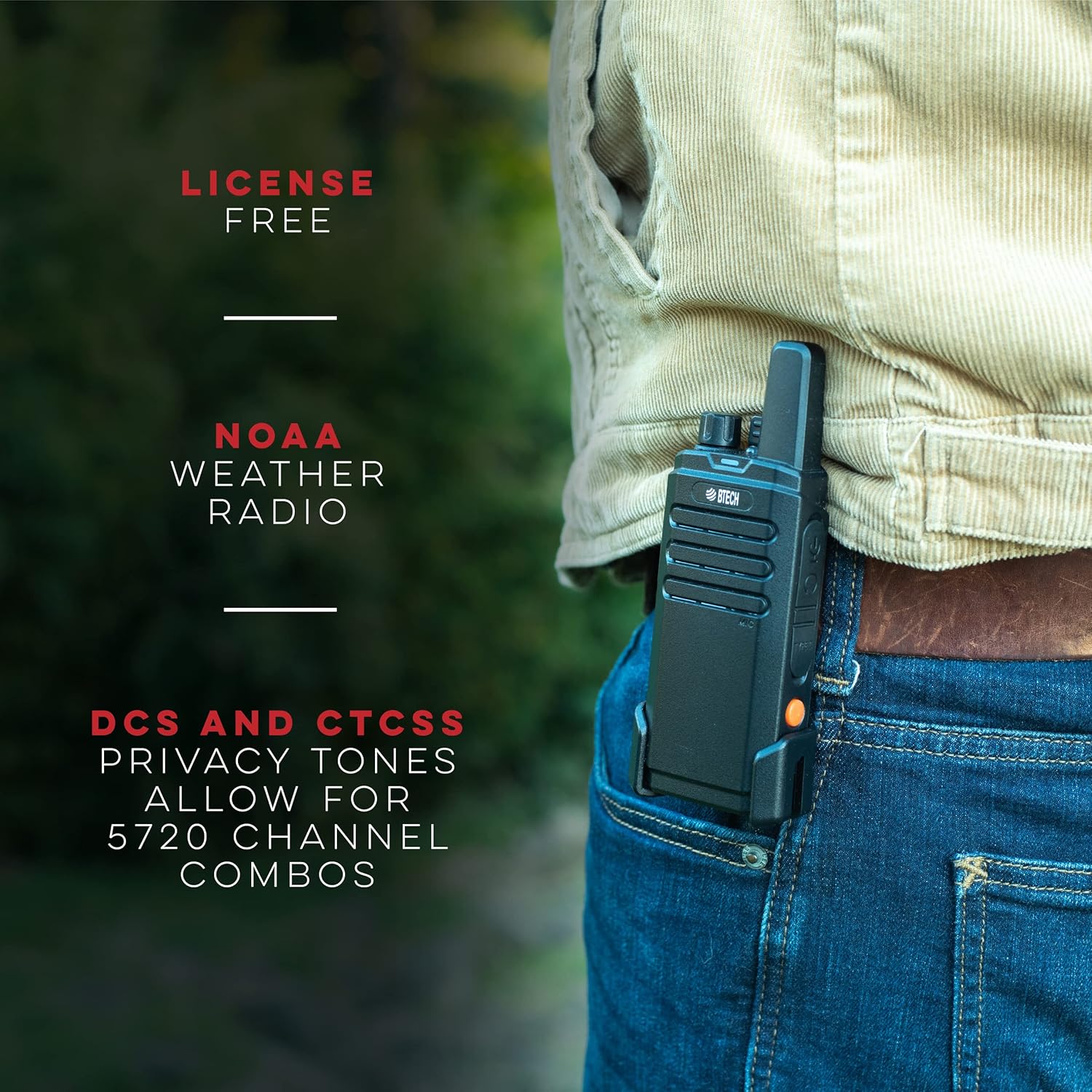 BTECH FRS-B1 2 Pack FRS Business, Adult Walkie Talkies, NOAA, High Output Two-Way Radio. Full Kit with Earpiece Kit, Holsters, Desktop Charger, Built in Flashlight, NOAA, and More