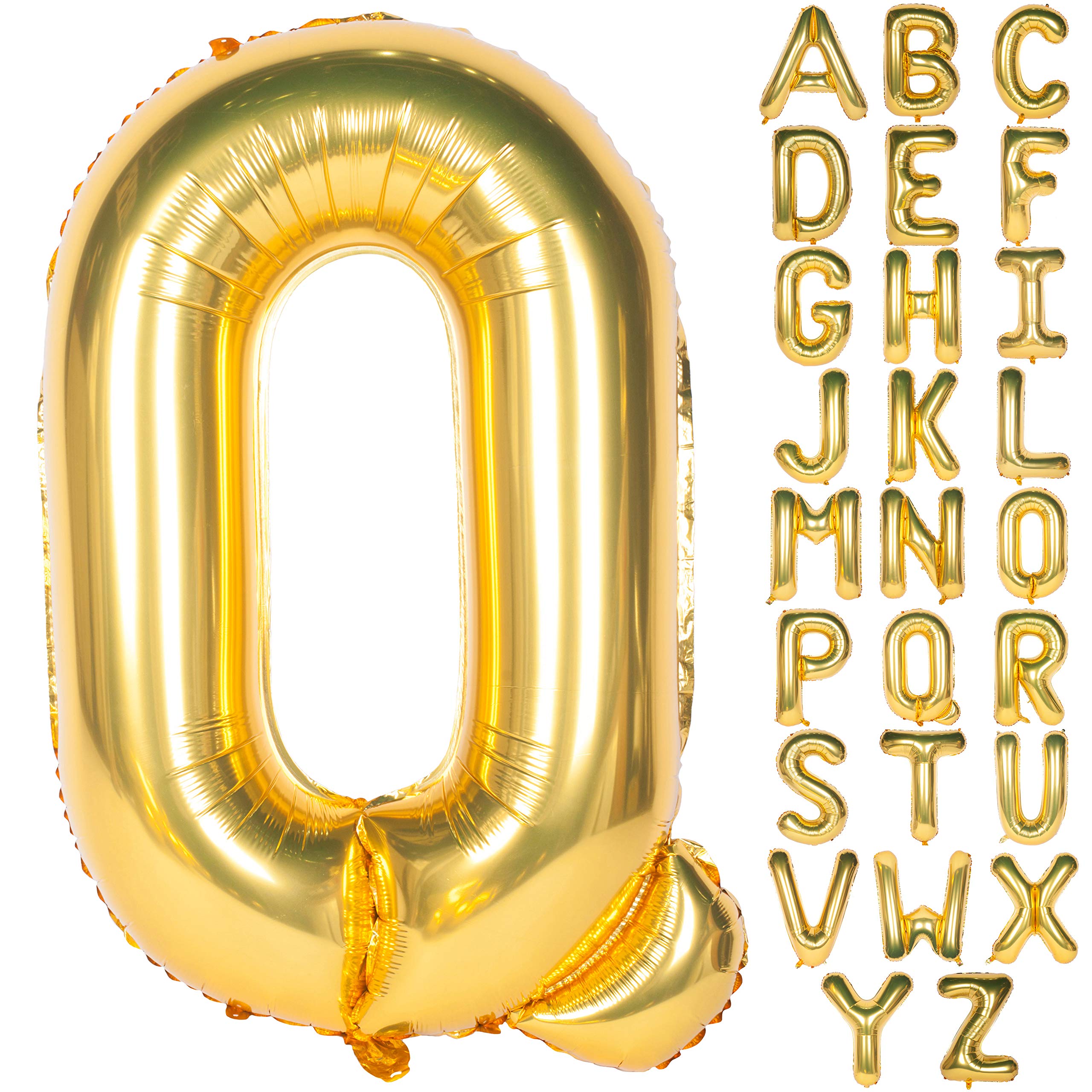 40 Inch Gold Letter Balloon Large Letter Q Balloon Foil Helium Alphabet Balloons Gold Birthday Party Anniversary Wedding Graduation Ceremony Decoration (Gold Letter Q) — image 1