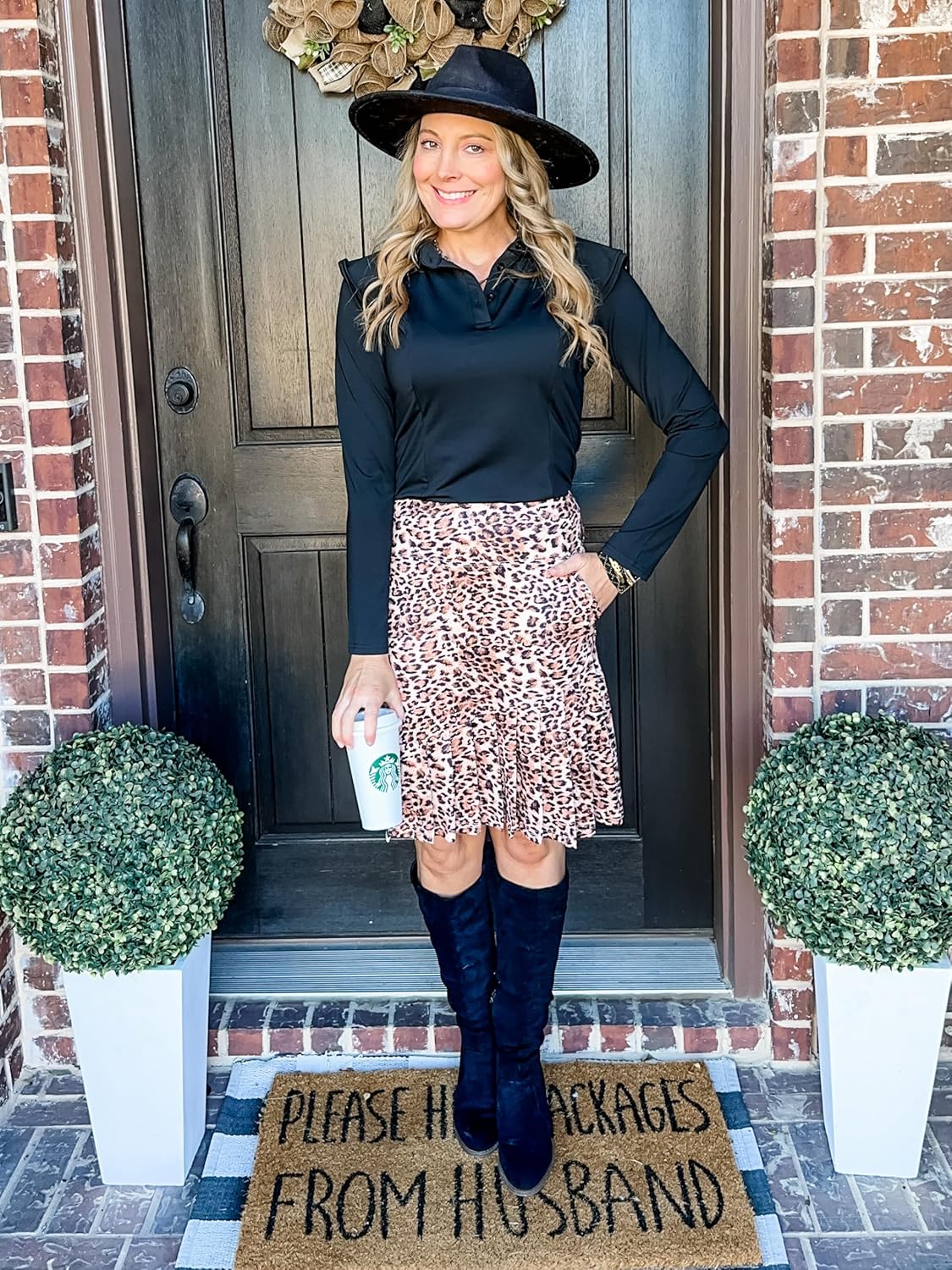 PINSPARK Golf Skirts for Women 20" Modest Knee Length Skort Pleated Tennis Skirt with Shorts High Waisted Tummy Control Skort - Image 3