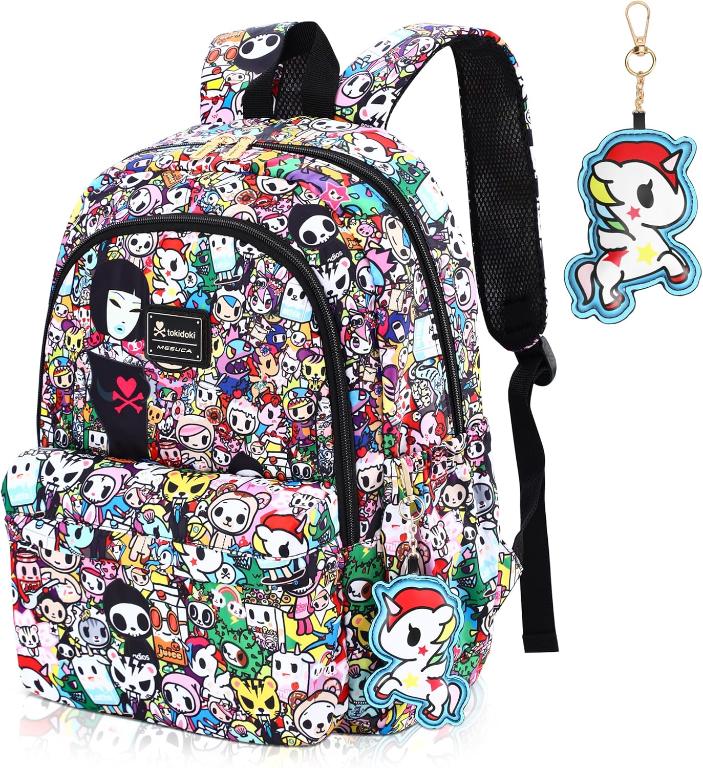Tokidoki Backpack with Unicorno Keychain Travel Backpack for Women Casual Daypack for Work Weekender Business (multicolor)