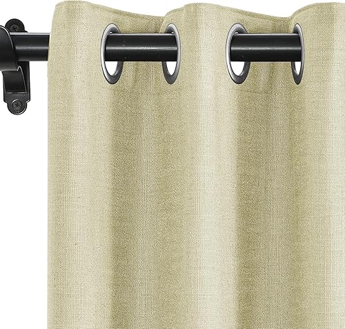 Miniatura 26 de Fcosie Cortinas 100% opacas de 84 pulgadas de largo, cortinas texturizadas de lino con aislamiento térmico, panel de cortina con ojales en la parte