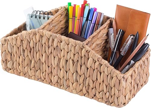 Vintiquewise Organizador de escritorio decorativo de almacenamiento de jacinto de agua natural