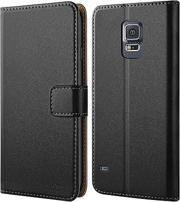HOOMIL Coque Samsung S5 Housse Cuir Premium Flip Case Portefeuille Etui Coque pour Samsung Galaxy H3001 Noir HOOMIL Coque Samsung S5 Housse Cuir Premium Flip Case Portefeuille Etui Coque pour Samsung Galaxy H3001 Noir